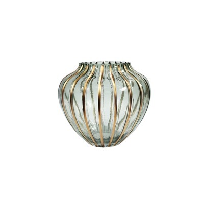 Vase Glass with Gold Stripes 22X25cm