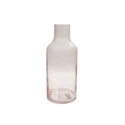 Vase Glass with Hammer Relief Pink 35X15cm