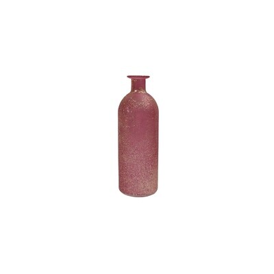 Glass Bottle 7x20cm - Dark Pink - Matt