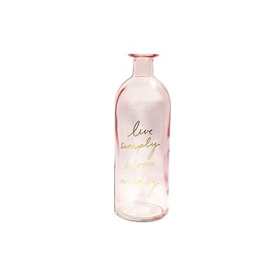 Glass Bottle 9x27cm - Light Pink