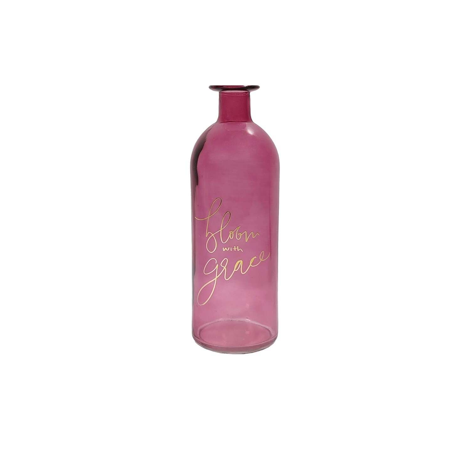 Glass Bottle 9x27cm - Dark Pink