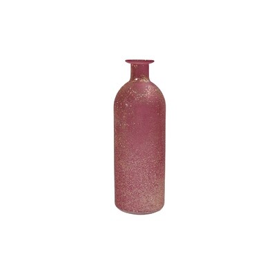 Glass Bottle 9x27cm - Dark Pink - Matt