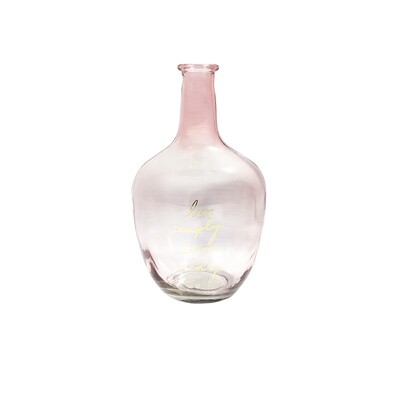 Glass Bottle 15x26cm - Light Pink