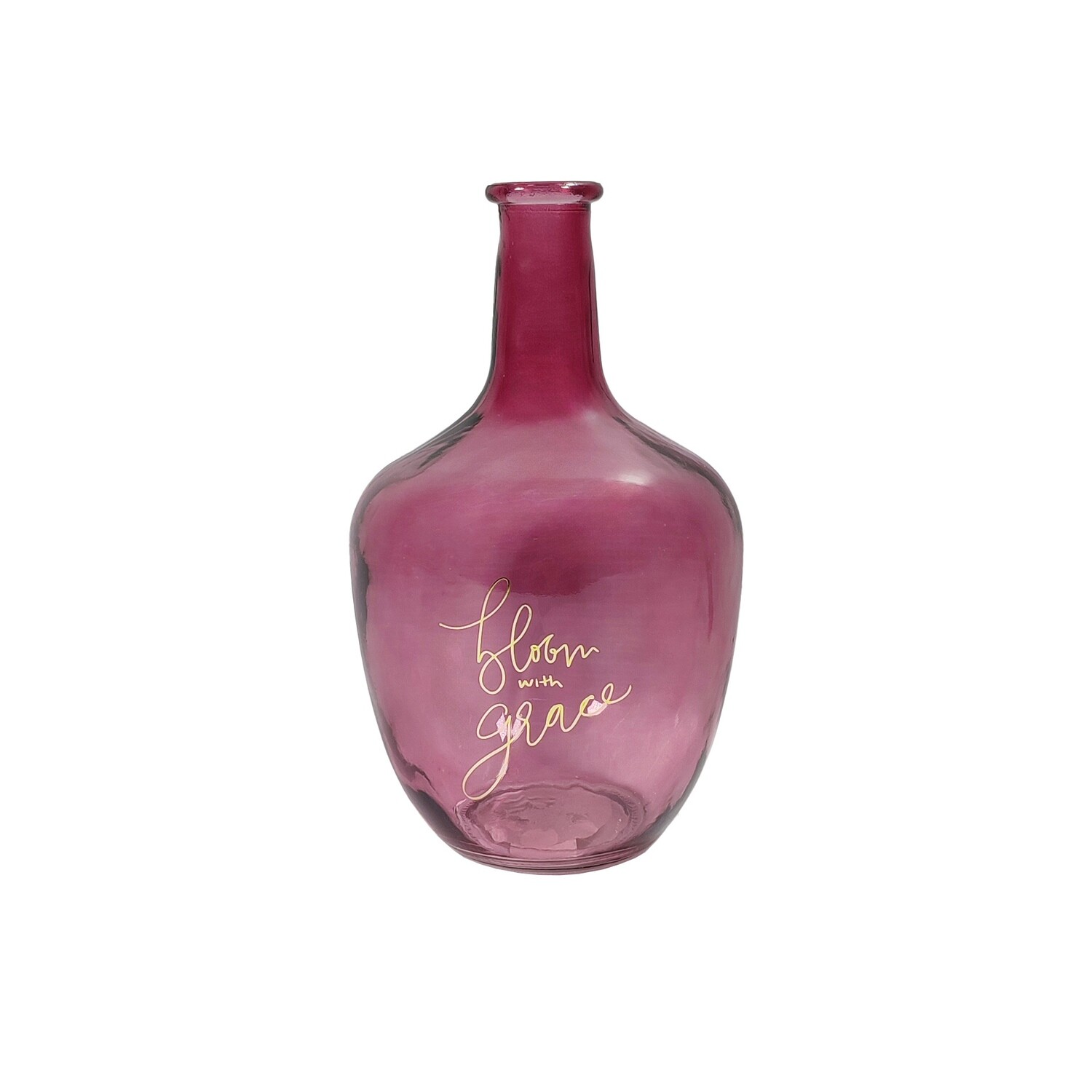 Glass Bottle 15x26cm - Dark Pink
