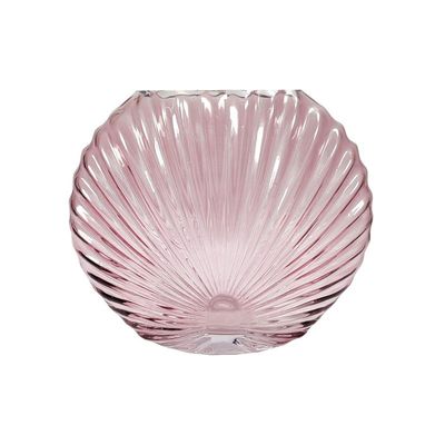 Sea Shell Glass Vase - Transparent Pink
