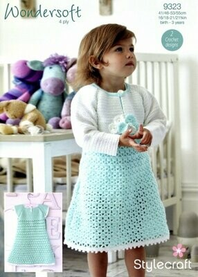 Wonder soft Crochet 4 ply Dress and Bolero Birth - 3 years