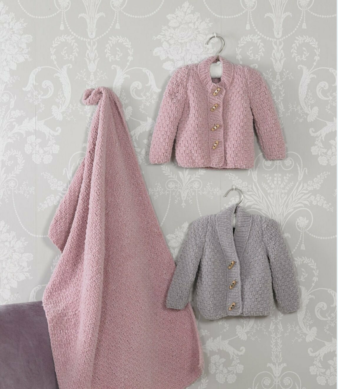 JB528 James c Brett Flutterby Chunky Cardigans and Blanket