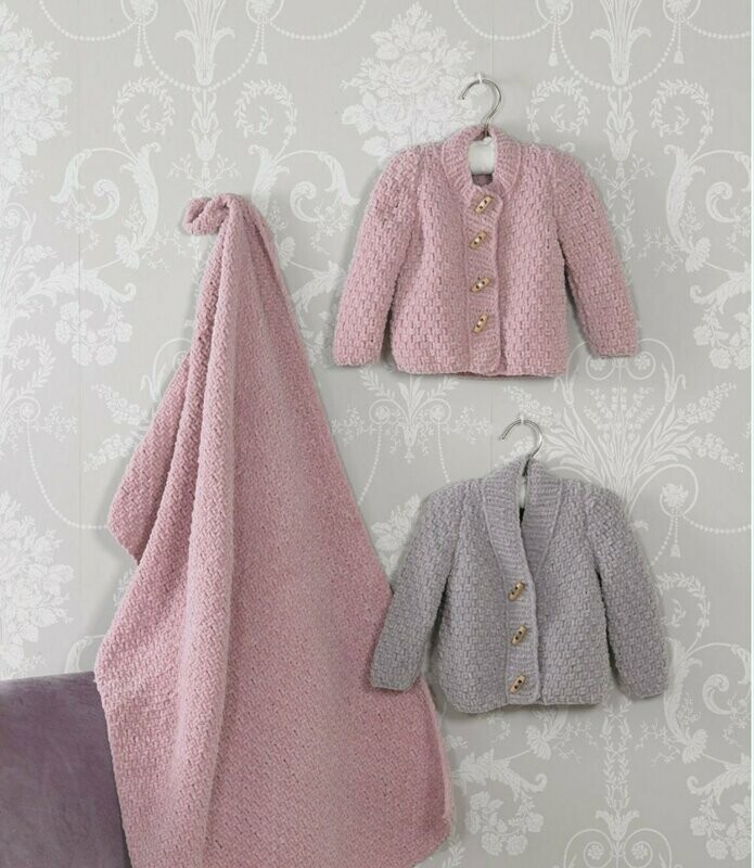 JB528 James c Brett Flutterby Chunky Cardigans and Blanket