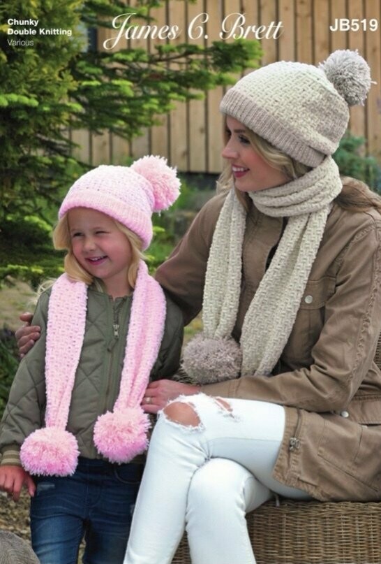 JB519 James c Brett Flutterby Chunky Hat and Scarf Set