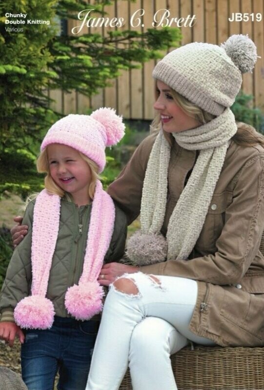 JB519 James c Brett Flutterby Chunky Hat and Scarf Set