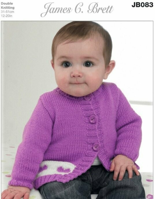 JB083 James c Brett Cardigans and Hat 12-20 inch 