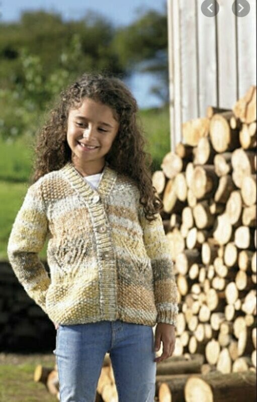 JB717 James c Brett Rustic Chunky Cardigan 20-28 inch 