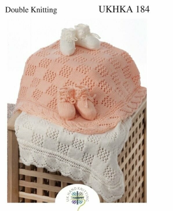 UKHKA 184 Lace Blanket and Bootees