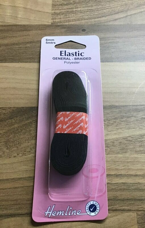 Hemline Elastic 6mm x 5 mtrs
