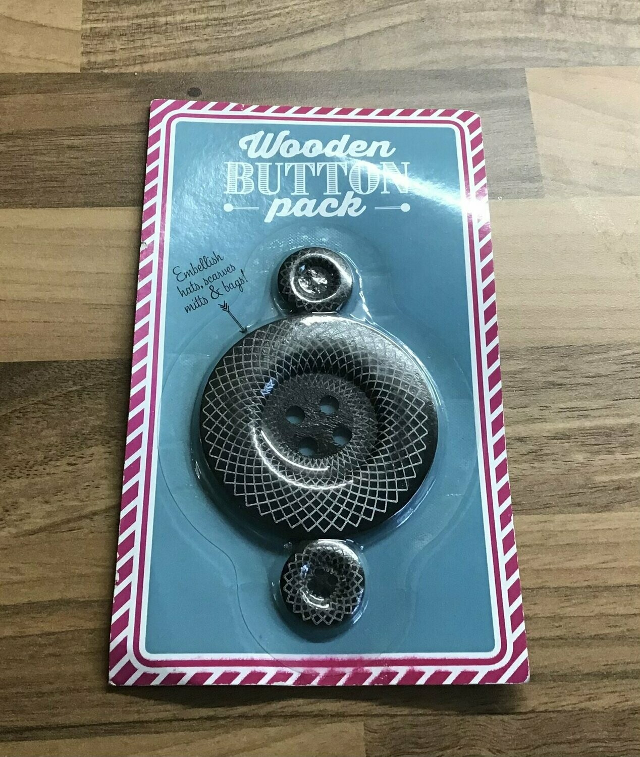 Wooden Button Pack for Embellish hats, scarves, mitts and bags