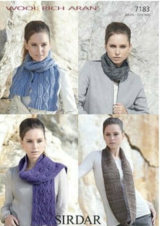 Sirdar Aran Snoods and Scarves 7183