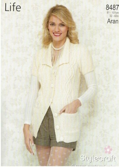 Stylecraft Women’s Cardigan 32-42 inch Aran 8487
