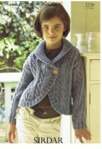 Sirdar Girls Cardigan in Aran 1-12 years 2226