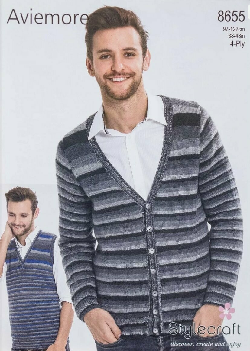 Stylecraft Mens Cardigan and pullover 38-48 inches 8655