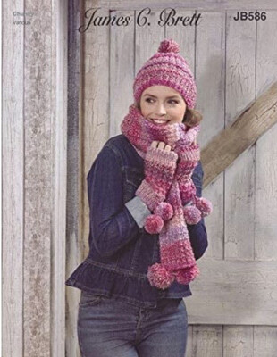 Jb586 Hat Scarf And Fingerless Mitts Pattern
