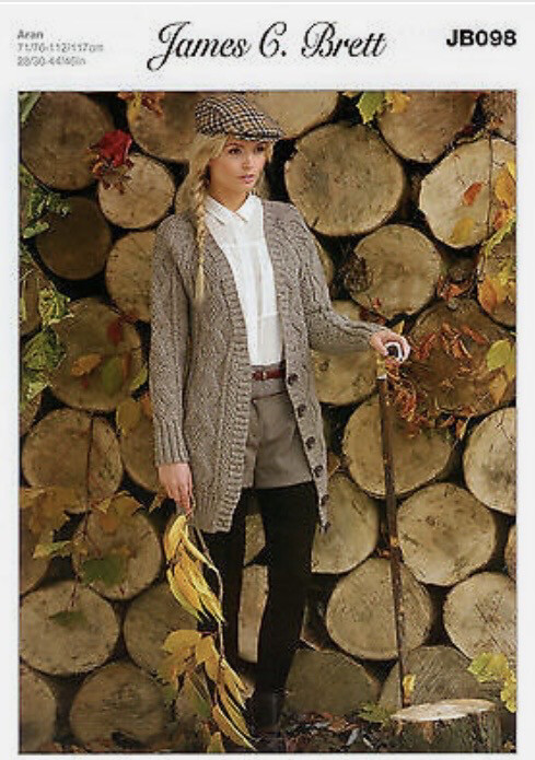 JB098 Aran cardigan 28-46 Inches