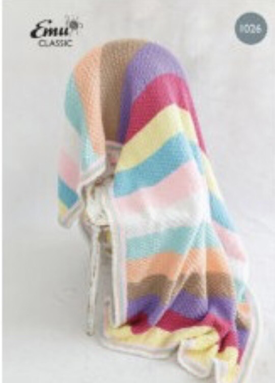 Emu 1026 Colourful Blanket Pattern In Dk