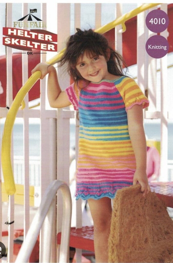Emu 4010 Girls Knitting Pattern Funfair Helter Skelter Dk 1-5 Years