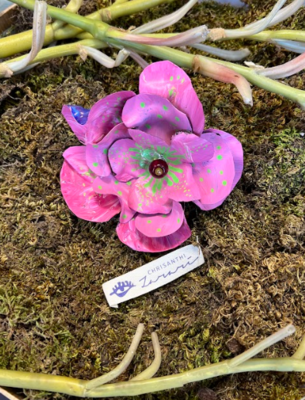 Vivid pink flower brooch