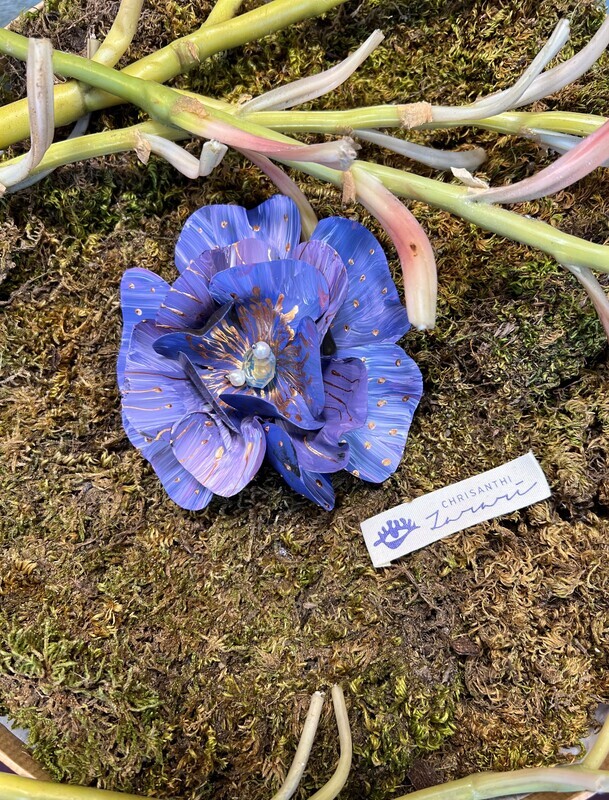 Purple flower brooch