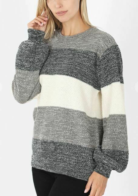 CHARCOAL STRIPED SWEATER
