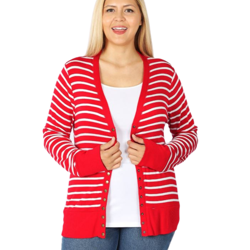 BRIGHT RED SNAP CARDI
