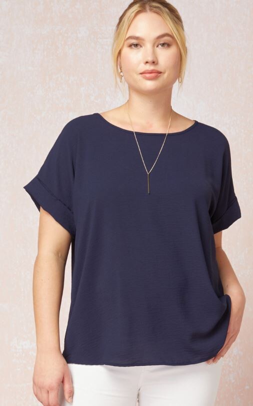 NAVY BLOUSE TOP