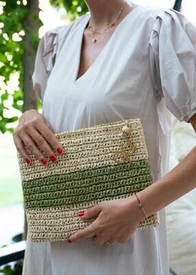 WICKER CLUTCH- Green
