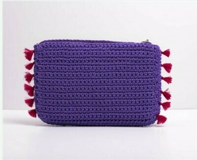 PURPLE WITH PINK TASSLE CLUTCH