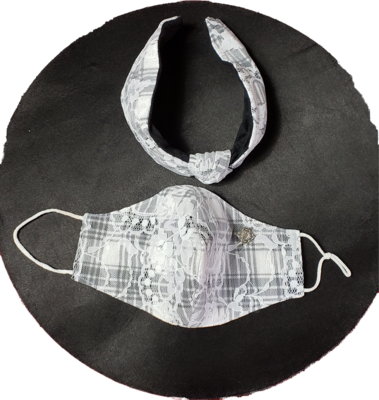 Grey Lace Mask and Hairband