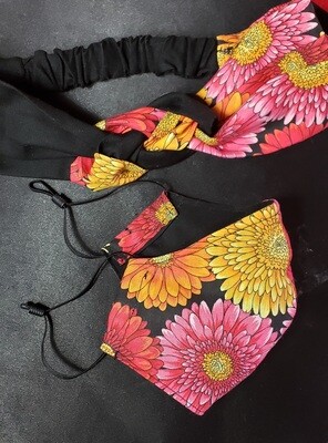 Flowers with Black Mask and Hairband combo