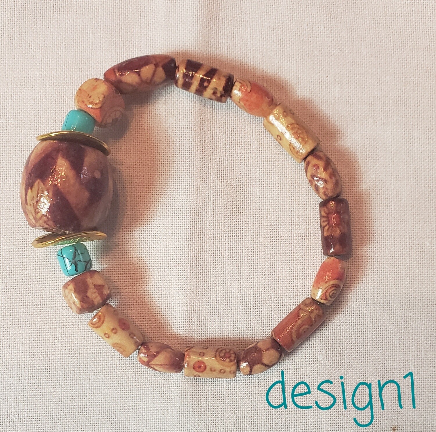 Handmade Wood bracelets with beads, DESIGN: Style1