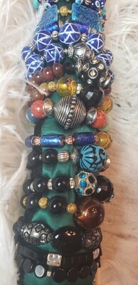 Ceramic and Glass Evil Eye Design Bracelets