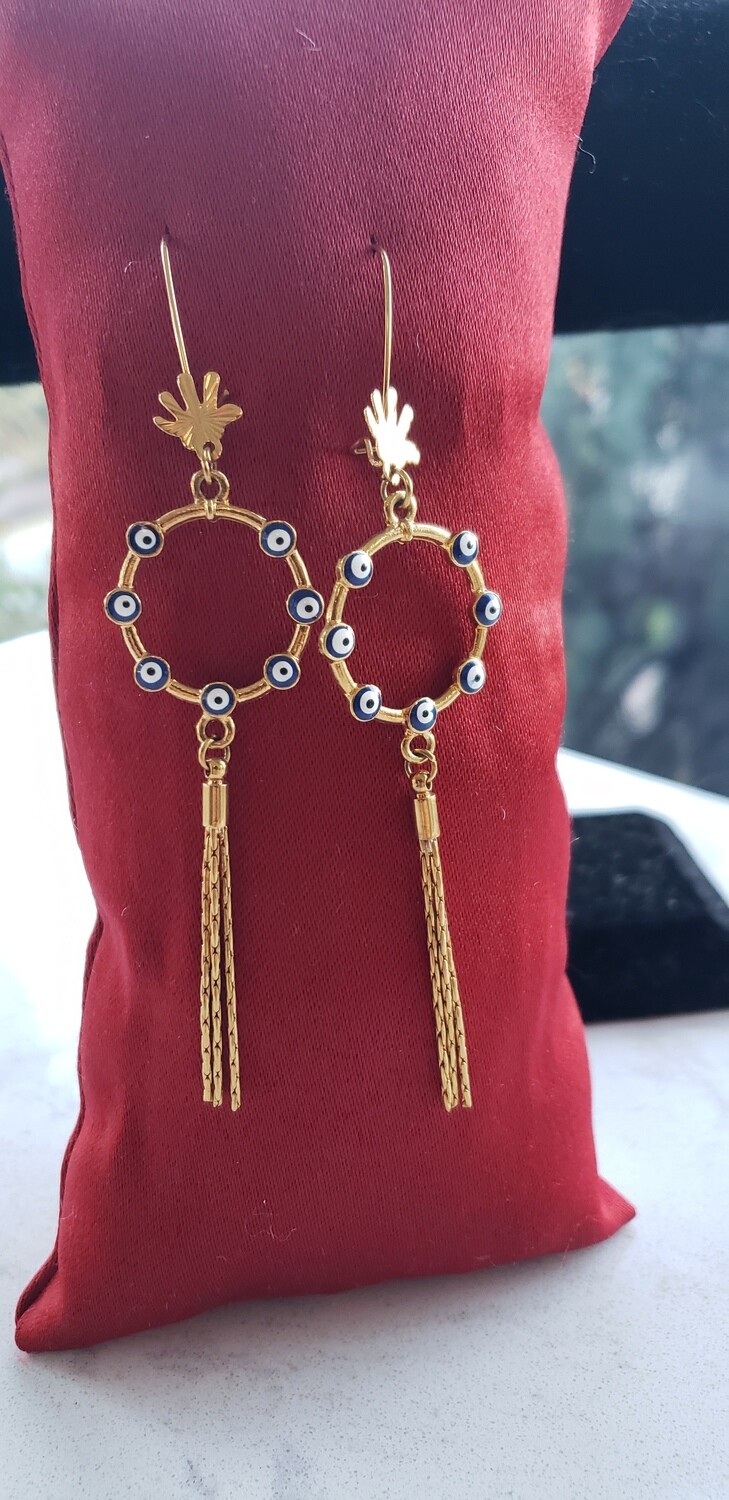 Gold Platted Evil Eye Folding Earrings