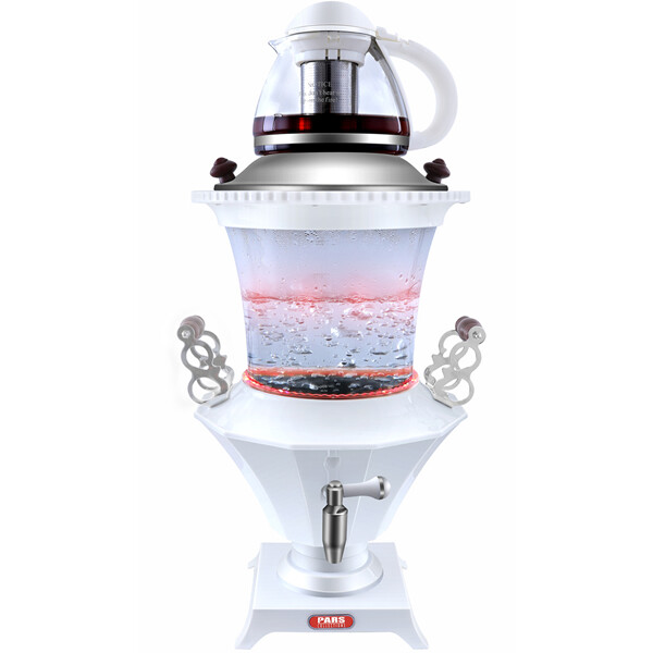 Pars Collections Electric Glass Samovar Tea Maker - White Color, Color: White