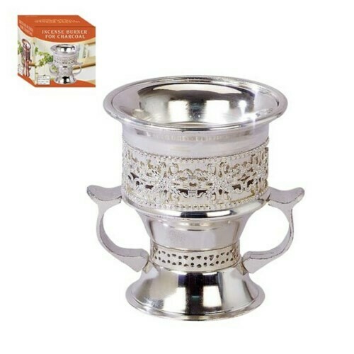 Incense Burner Iron 4x3.5x4in Silver
