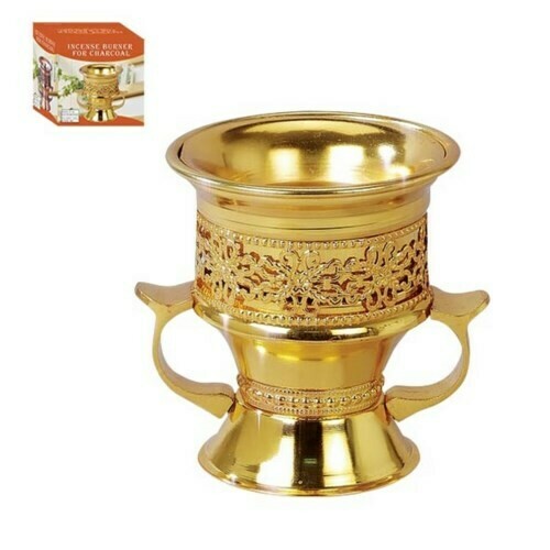 Incense Burner Iron 4x3.5x4in Gold