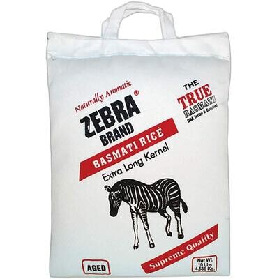 Zebra Basmati Rice Extra Long Kernel 10 Lb