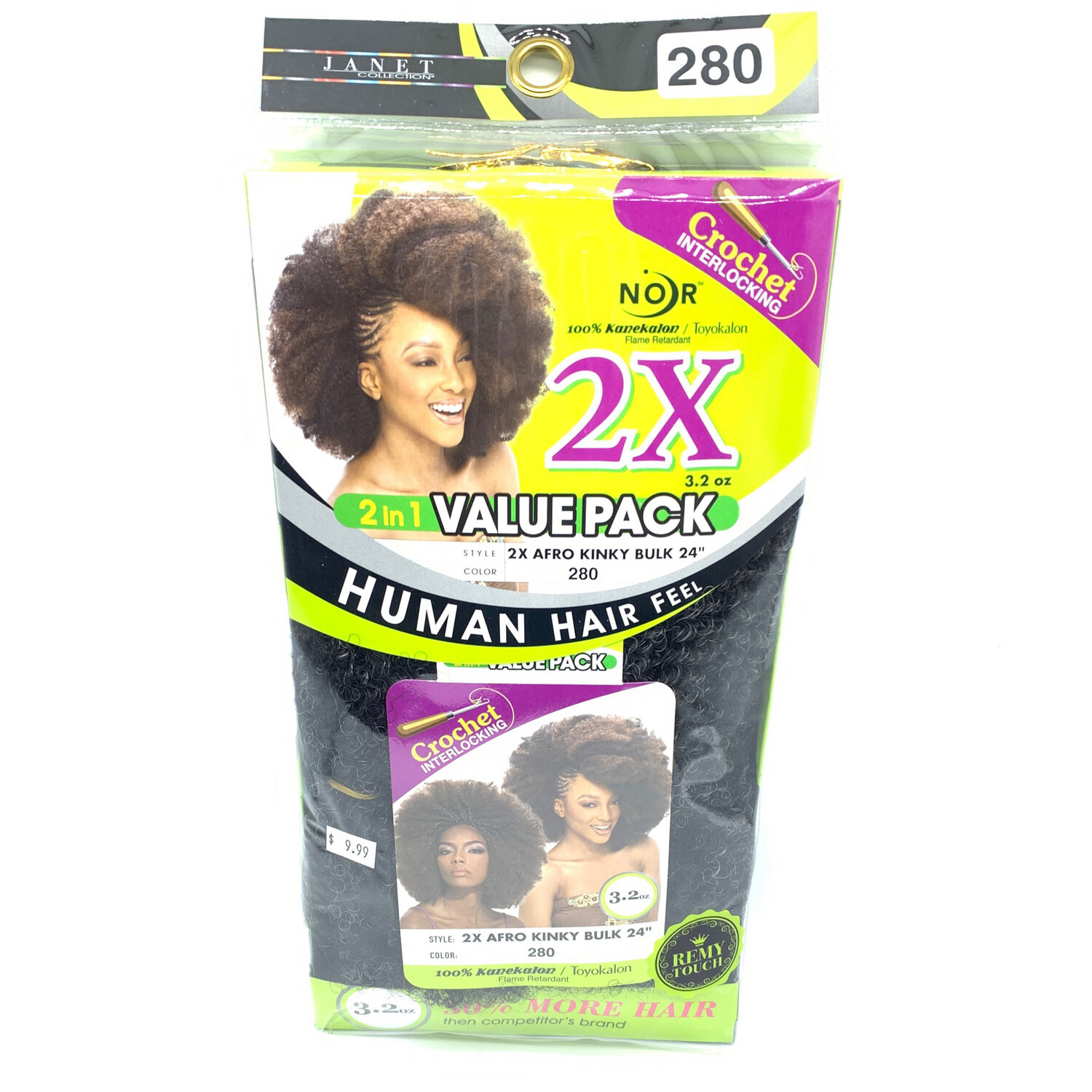Noir 2x Human Hair Crochet Afro Kinky