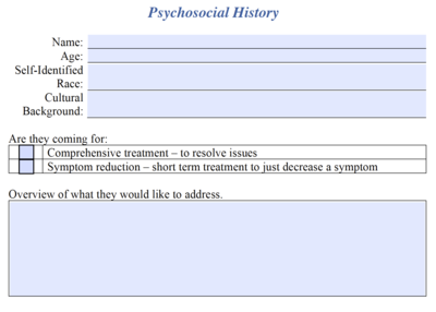 Psychosocial History Form - Fillable PDF