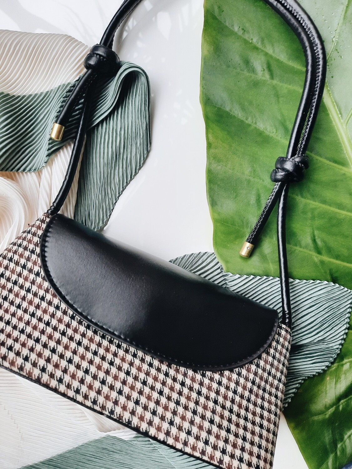 Houndstooth Baguette Bag