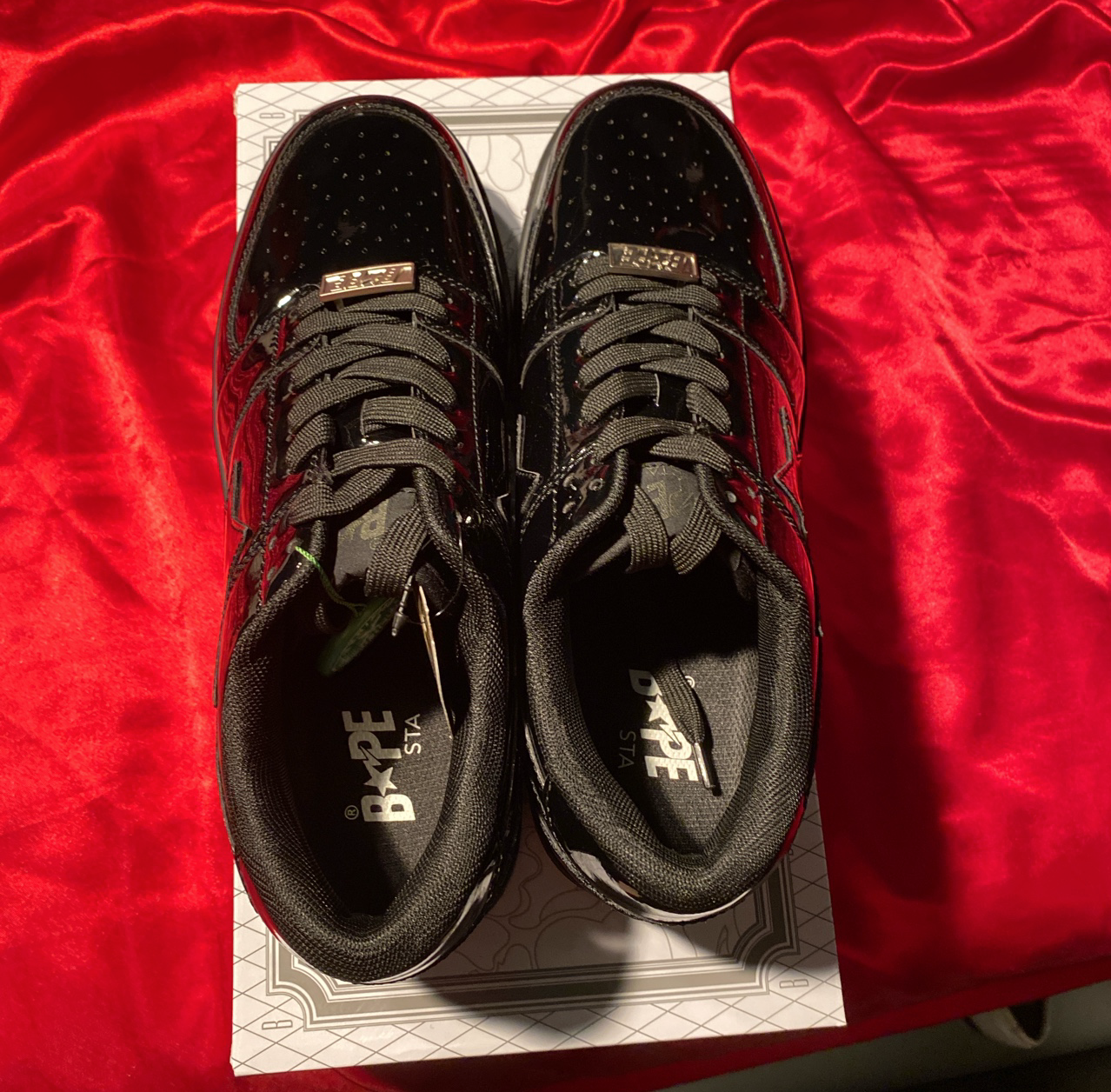 a bathing ape bapesta patent black
