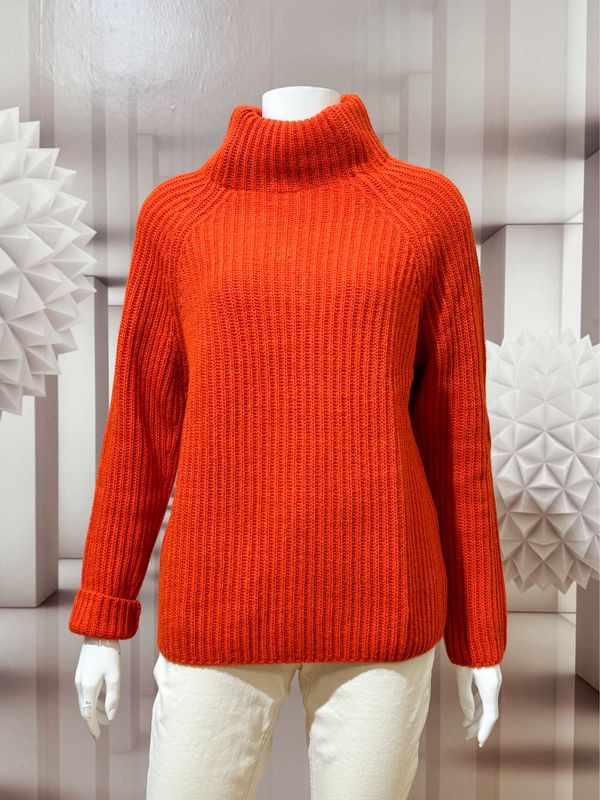 Z133210-40 orange rot Grobstrickpullover HALSÜBERKOPF