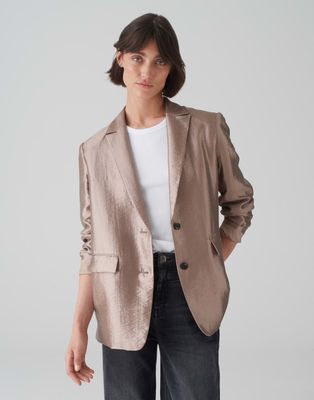 Blazer JELUNA Regular aus glänzendem Viskose Mix warm taupe OPUS