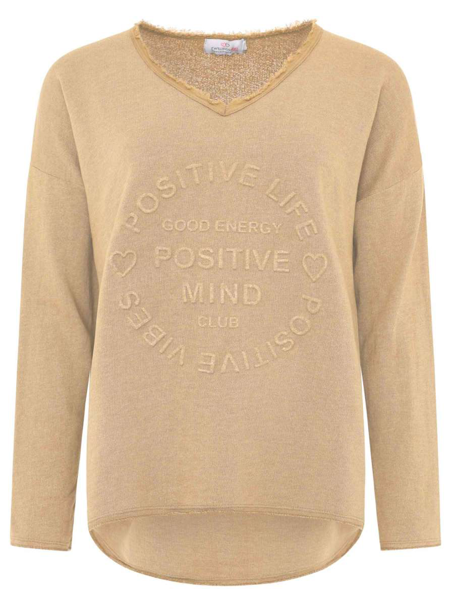 2016P Sweater mit V Ausschnitt caramel ZWILLINGSHERZ